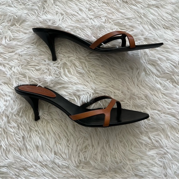 Saint Laurent Black and Brown Carla 60 Leather Mule - Picture 6 of 7